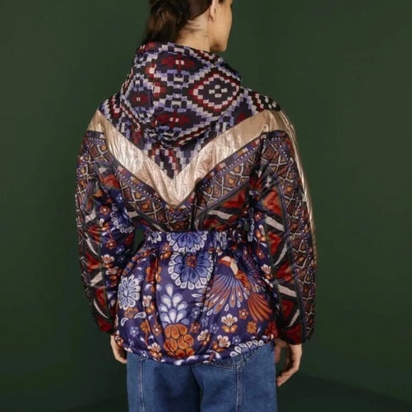 Farm rio hooded puffer coat jacket reversible comes with adjustable snap belt - Picture 7 of 14